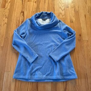 Lands End Pullover Womens Lined Blue Cowl Neck Tunic LS Knit Sweater M (10-12)